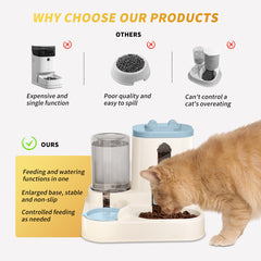 Automatic 2in1 Cat Food and Water Dispenser Easy to Clean