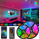 5050 RGB LED Strip Bluetooth Remote on TV Back