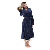 Women’s Navy Blue Robe front view on model