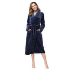 Women’s Navy Blue Robe front view on model