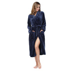 Women’s Navy Blue Robe front view on model