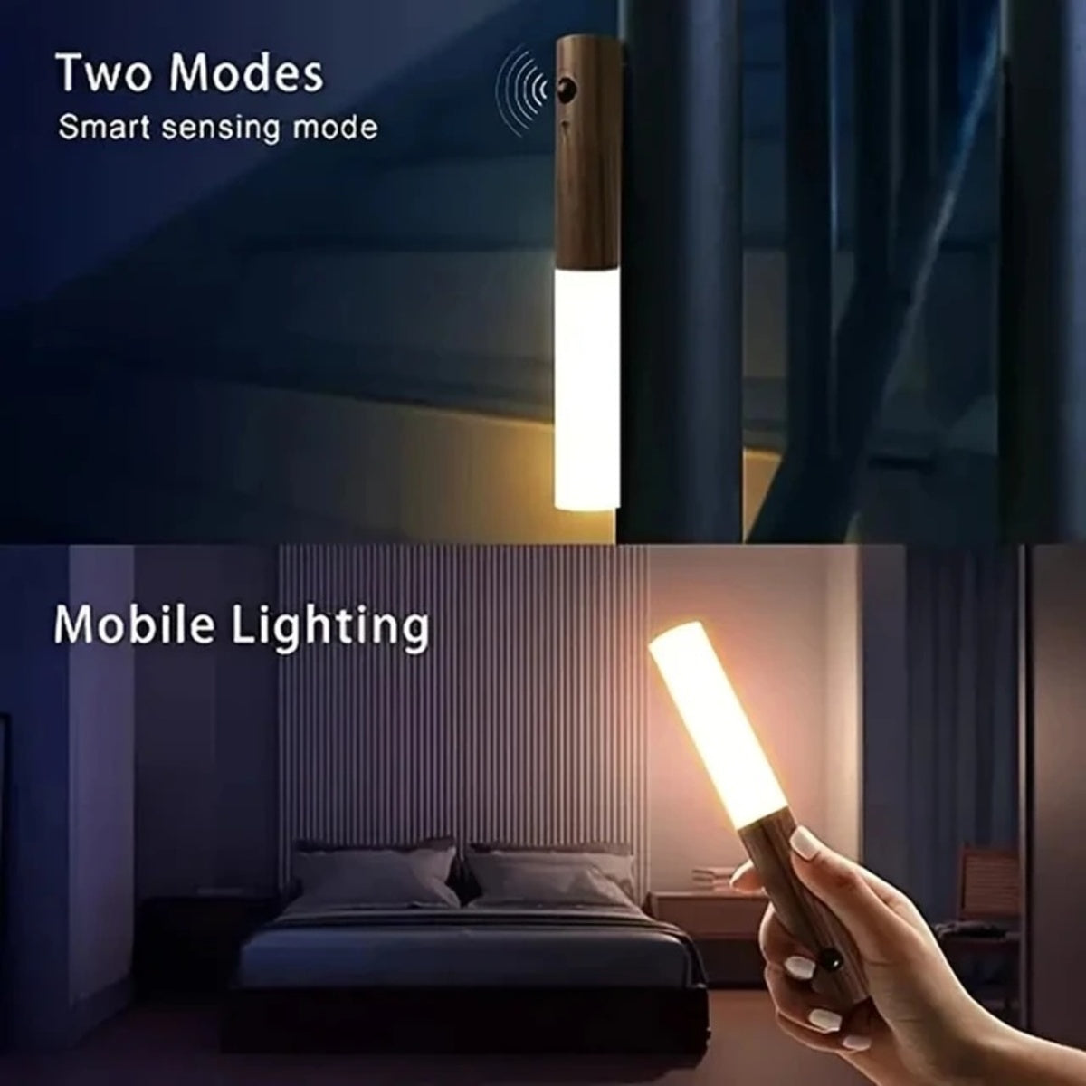 Wooden LED Motion Sensor Night Light Rechargeable