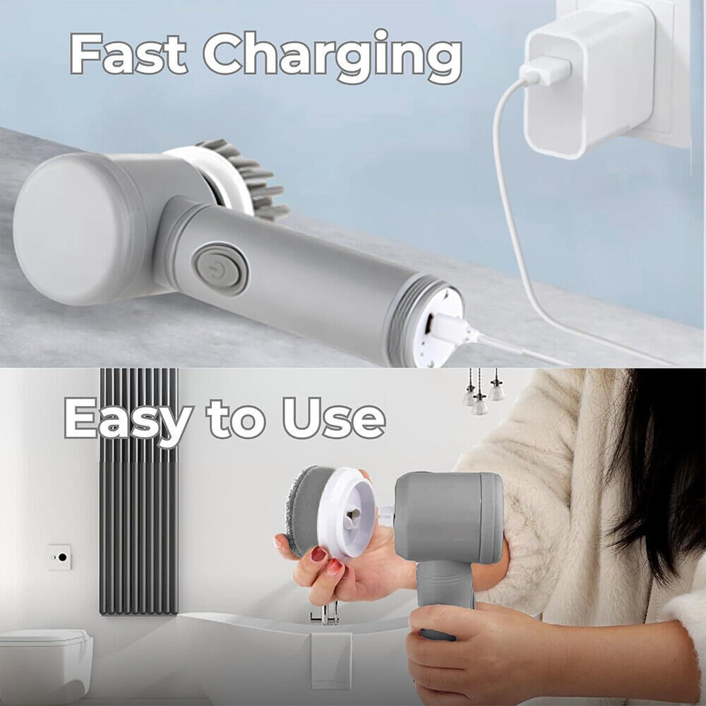 Electric Spin Scrubber with multiple brush attachments