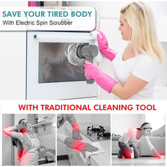 Bathroom cleaning with Electric Spin Scrubber