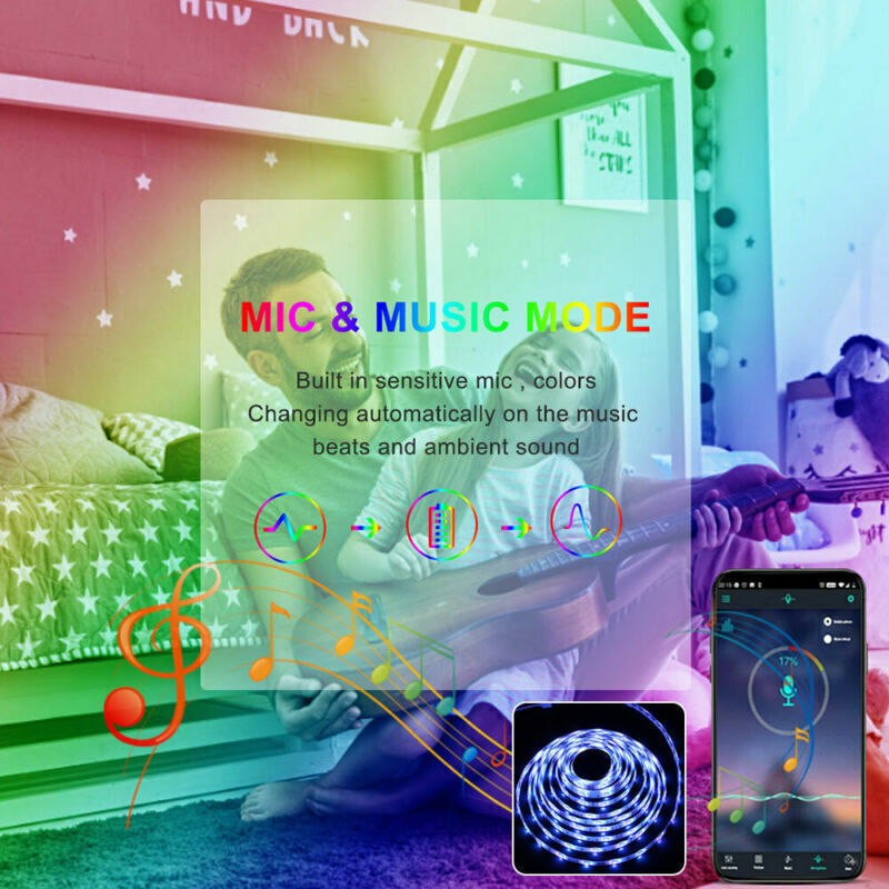 5050 RGB LED Strip Bluetooth Remote LED Accent Lights