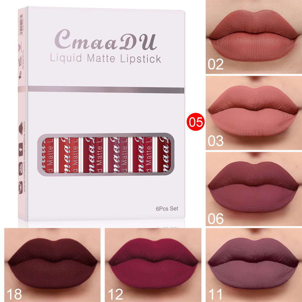 Smooth Application of Waterproof Matte Lipstick on Lips