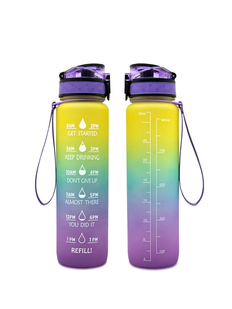 1000ml Transparent Kawaii Water Bottle BPA Free – showing measurement marks