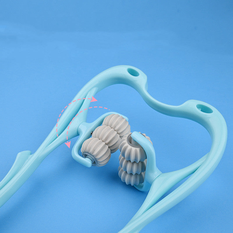 Manual Neck Massager Roller Tool – full view of six-wheel design