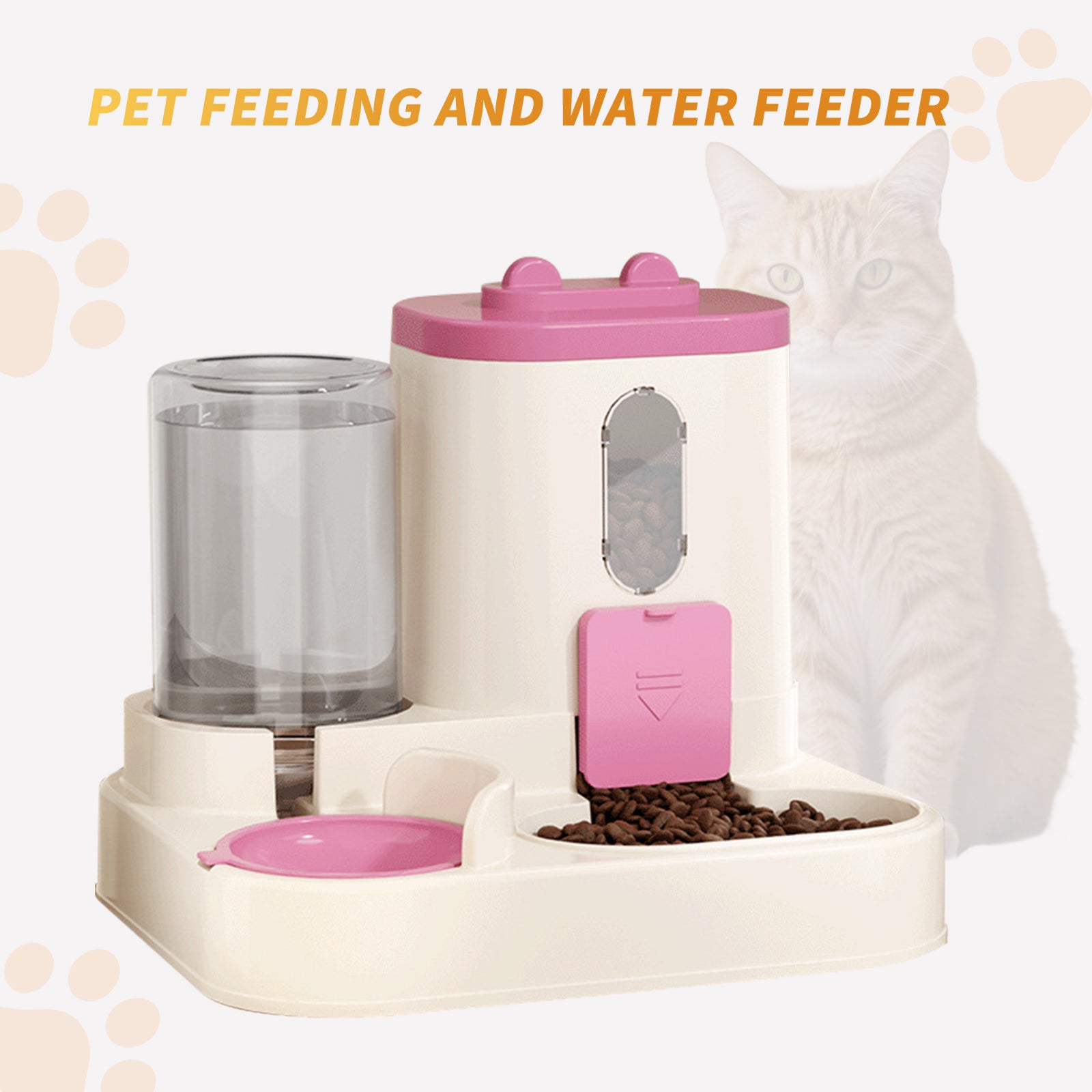 Automatic 2in1 Cat Food and Water Dispenser Space-Saving