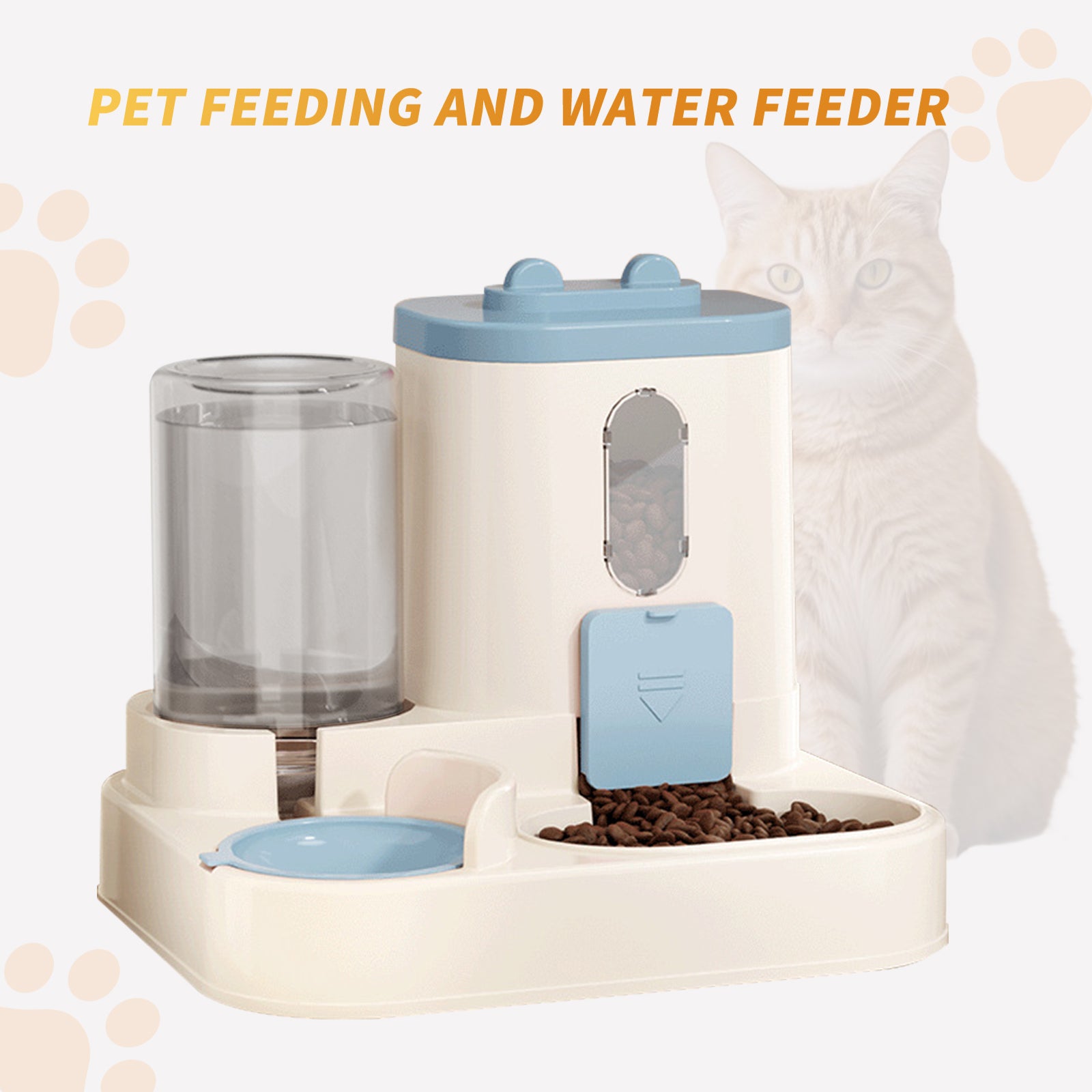 Automatic 2in1 Cat Food and Water Dispenser for Multi-Pet Homes
