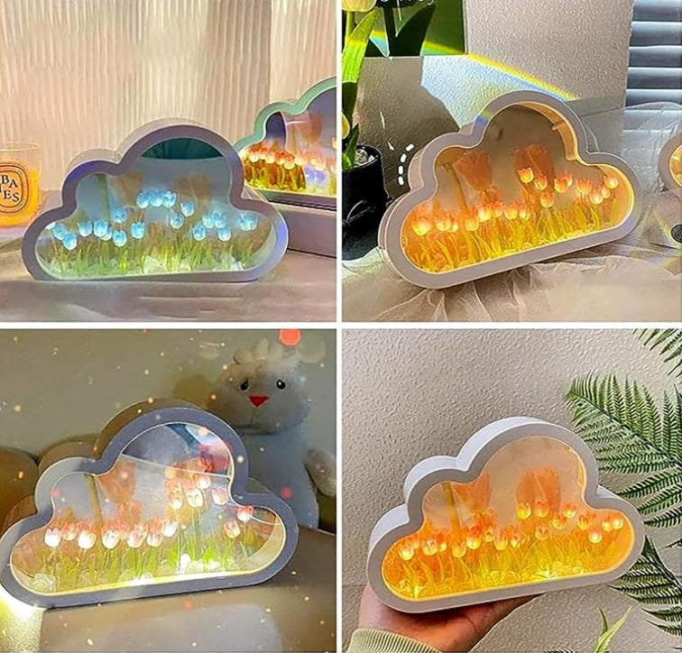 Tulip Flower Lamp LED Night Light on bedside table