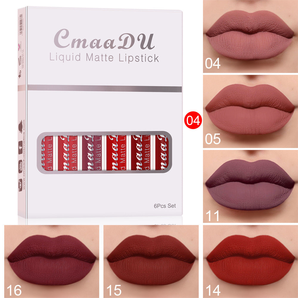 Gift Packaging of 6-Pack Waterproof Matte Lipstick