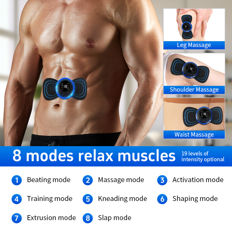 Portable EMS Neck and Shoulder Massager – in use on neck