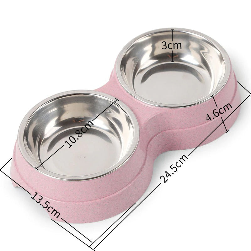 Double Stainless Steel Pet Bowls Feeder – Perfect for Multi-Pet Homes