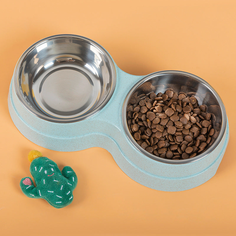 Double Stainless Steel Pet Bowls Feeder – Dog & Cat Food Bowl