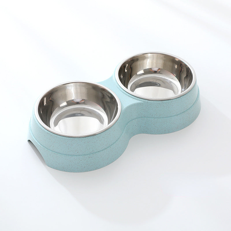 Double Stainless Steel Pet Bowls Feeder – Water and Food Compartments