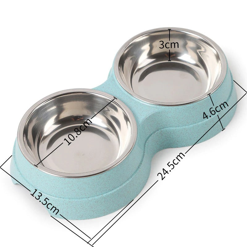 Durable Double Stainless Steel Pet Bowls Feeder for Home Use