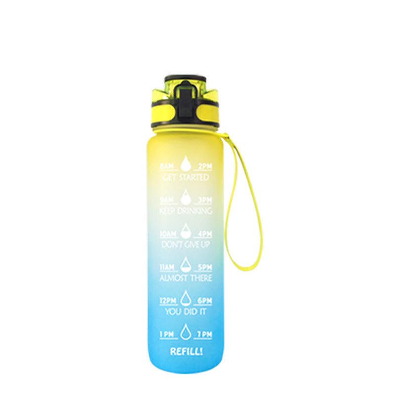 1000ml Transparent Kawaii Water Bottle BPA Free – showing water level