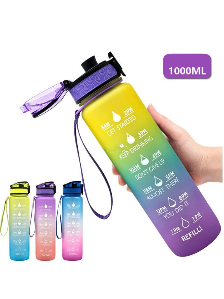 1000ml Transparent Kawaii Water Bottle BPA Free – in use on desk