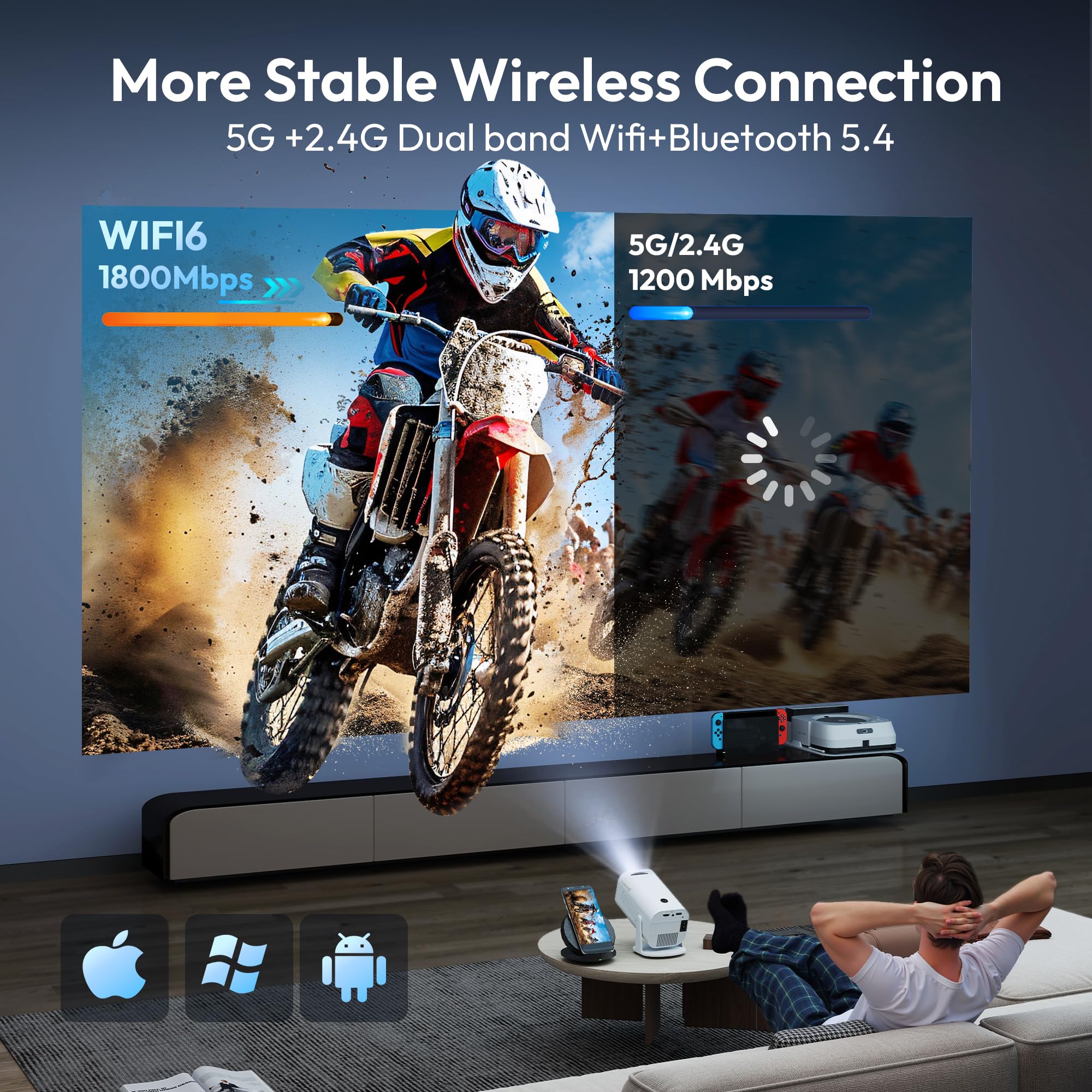 Mini LED Projector P330 movie night setup