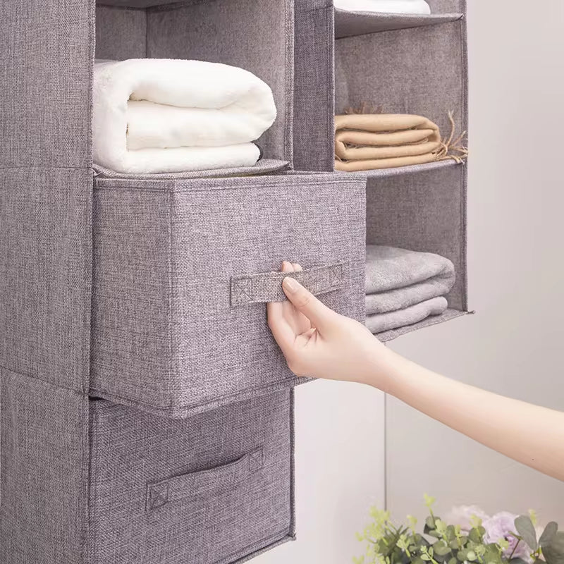 Multi-Compartment Hanging Closet Storage Bag Closeup
